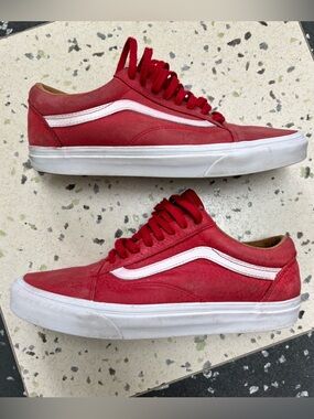 Vans Old Skool Premium Leather "Racing Red" Sneakers - Men’s Size 7.5